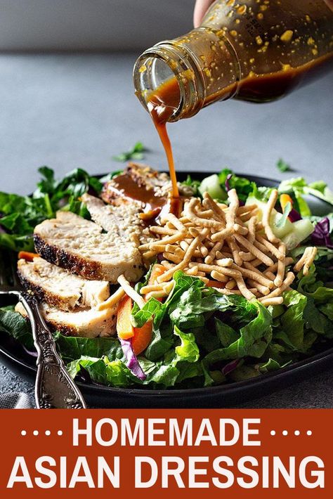 Easy Asian Salad, Chinese Chicken Salad Dressing, Sesame Dressing Recipe, Thai Salad Dressings, Asian Sesame Dressing, Chicken Salad Dressing, Asian Salad Dressing, Asian Chicken Salad, Asian Dressing