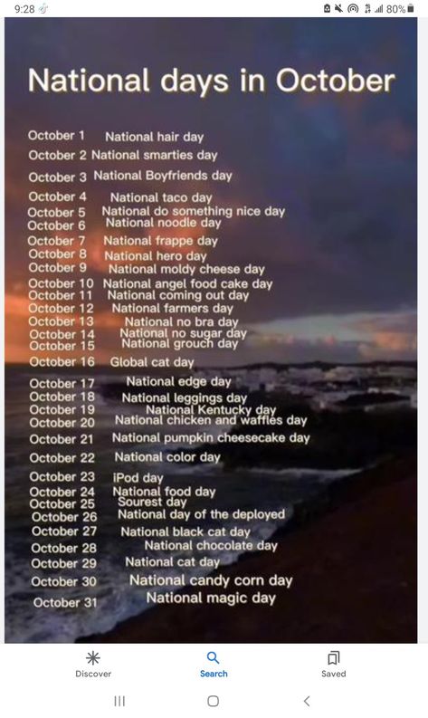 October October National Days, National Days In December, National Days In October, National Boyfriend Day, Farmers Day, Boyfriend Day, October Holidays, Cheese Day, 26 October