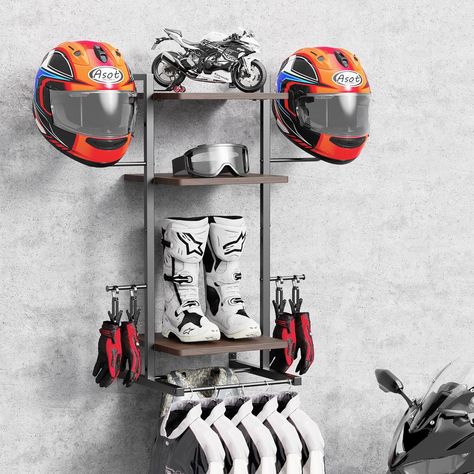 "FEATURES/DETAILS" BEGULF 3-In-1 Helmet Holder Wall Mount, Retro 3-Tier Motorcycle Helmet Rack, Helmet Hanger for Football, Tactical Gear Stand (3-TIERS) #HelmetHolder #HelmetHolderWallMount #Helmet #BEGULF #BEGULF3In1HelmetHolderWallMount #3In1HelmetHolderWallMount #HelmetRack Motorcycle Gear Storage, Helmet Wall Mount, Motorcycle Helmet Rack, Helmet Stand, Gear Stand, Helmet Rack, Helmet Hanger, Helmet Display, Helmet Storage