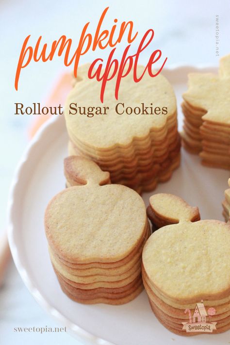 Rollout Cookies, Sugar Cookie Cutout Recipe, Cut Out Cookie Recipe, Pumpkin Sugar Cookies, Apple Pumpkin, Basic Cookies, Sugar Cookie Recipe, Flavored Sugar, Cutout Sugar Cookies