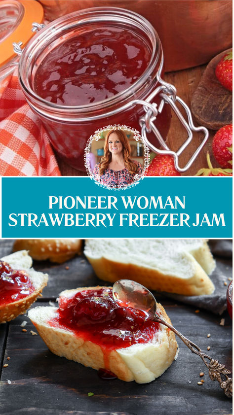 Pioneer Woman Strawberry Freezer Jam Pioneer Woman Strawberry Jam, Certo Strawberry Freezer Jam, Sure Gel Strawberry Freezer Jam, Freezer Jam Strawberry No Pectin, Surejell Strawberry Freezer Jam Recipe, Strawberry Jam Using Frozen Strawberries, Strawberry Perseveres, Strawberry Freezer Jam Recipe Sure Jell, Canned Strawberry Recipes