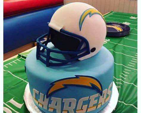 Happy Birthday Chargers Cake, Nfl Cake, Sports Birthday Cakes, San Diego Chargers Football, Football Wedding, Chargers Football, Chargers Nfl, Sports Birthday Party, Football Birthday Party