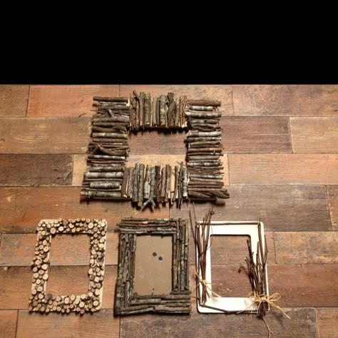 Twig frames Diy With Sticks, Homemade Bedroom Decor, Twig Frame, Nature Crafts Kids, Linden Homes, Twig Crafts, Bohemian Crafts, Foto Frame, Art Cabinet