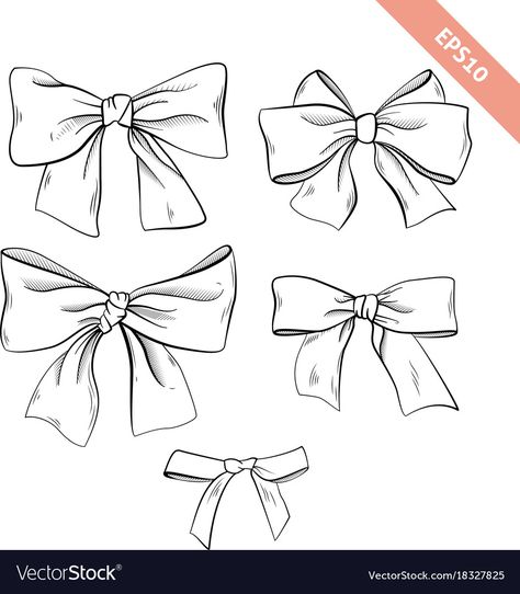 Bow Technical Drawing, Bow Dress Drawing, Ribbon Technical Drawing, Bow Drawing Reference, Bow Tie Drawing, Bow Sketch, Aesthetic Bookmarks, Tie Drawing, Big Bow Dress