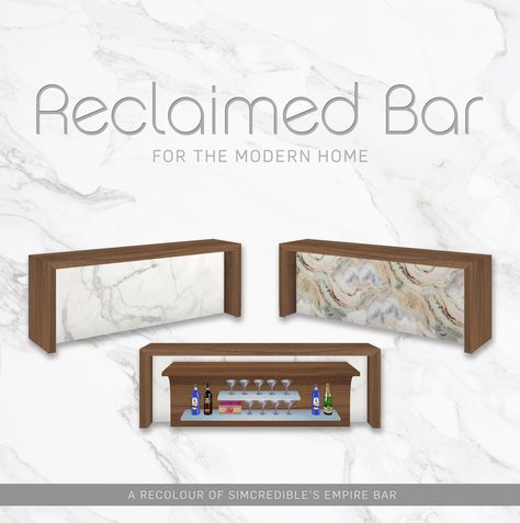 The Reclaimed Bar | SimPlistic on Patreon Sims 4 Kitchen, Die Sims 4, Casas The Sims 4, Sims 4 Downloads, Sims Four, Sims 4 Cc Furniture, Sims 4 Collections, Sims 4 Build, Sims 4 Game