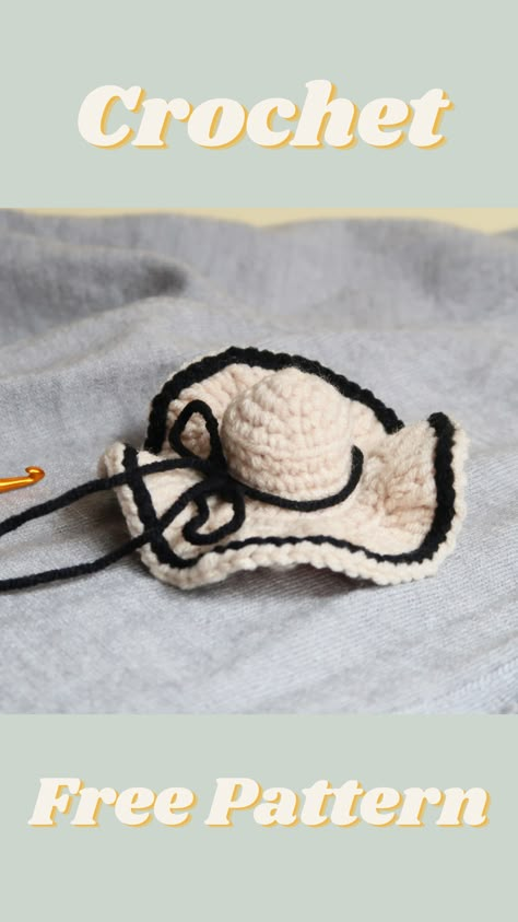 Crochet mini hat free pattern decoration Mini Hat Crochet Pattern Free, Mini Hat Pattern, Crochet Tiny Cowboy Hat Free Pattern, Crochet Tiny Hats Free Pattern, Mini Hat Crochet Pattern, Crochet Amigurumi Hat, Crochet Mini Cowboy Hat, Mini Hat Crochet Free Pattern, Mini Crochet Hat Free Pattern