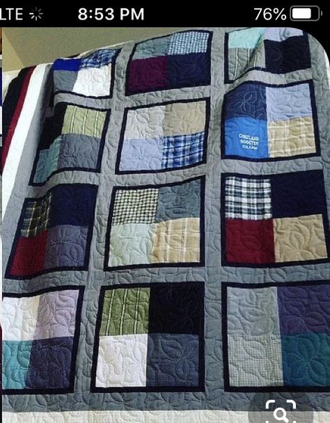 Quilts For Men, Memory Quilt Ideas, Plaid Quilts, Memory Items, Shirt Quilts, T Shirt Quilts, Flannel Quilts, Keepsake Quilting, Memory Quilts