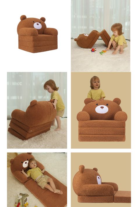 Comfy Toddler Chair, Kids Couch Fold Out to Lounger, Foldable Baby Sofa Plush for Girl and Boy Age 1-3 (Tan Bear) With an high-density and high-elastic foam inner cushion, it is made for comfort, support and durability. Boys and girls are able to enjoy their leisure time on our cute kids couch.MONNBEEKI baby chair creates a small world for kids to play. Sofa For Baby, Kids Sofa Chair, Baby Sofa, Comfy Reading Chair, Kids Couch, Armchair Bed, Baby Chair, Toddler Chair, Kids Sofa