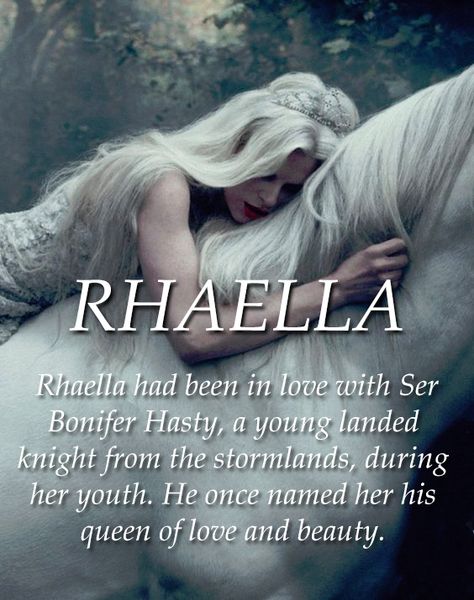 Rhaella Targaryen (Mother of Rhaegar, Viserys & Daenerys Targaryen, & the grandmother of Jon Snow) Targaryen Names Girl, Targaryen Women Names, Targaryen Names Ideas, Valyrian Names, Targaryen Names, Names Unique Girl, Rhaella Targaryen, Mystical Names, Fantasy Character Names