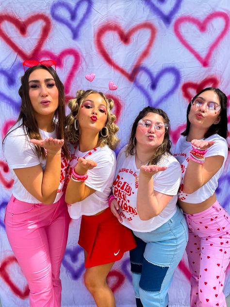 Valentines Bid Day, Sorority Recruitment Themes, Sorority Poses, Recruitment Themes, Sorority Bid Day, Galentines Party, Bid Day Themes, Love Theme, Big Little Reveal