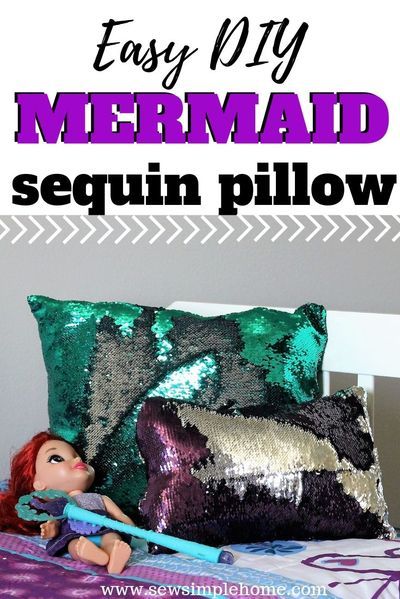 Follow this step by step tutorial on how to make your own diy mermaid pillow with free sewing pattern How To Sew Sequins, Sewing Classes For Beginners, Mermaid Sequin Fabric, Mermaid Pillow, Pillow Projects, Sequin Pillow, Mermaid Sequin, Beginner Sewing Projects Easy, Sewing Class