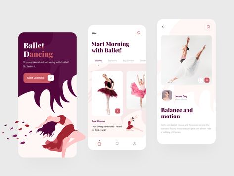 Balletta App  app,dance,design,illustration,typography,ui,vector Dance App, Ballet Gif, Dance Design, Apps Design, App Interface Design, Birds In The Sky, Illustration Typography, App Interface, Growth Hacking