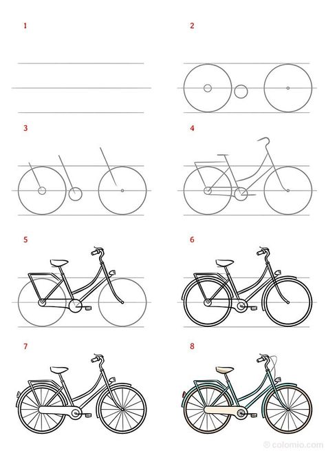 How To Draw A Bicycle, How To Draw A Bike, Bike Drawing Sketches, Bike Drawing Easy, Bike Drawing Simple, Bicycle Reference, Bike Doodle, Bicycle Sketch, Bicycle Drawing