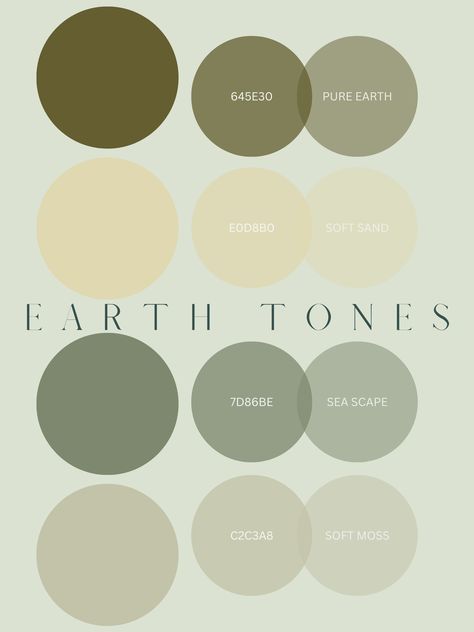 Earthy Greens and Beiges - Color Palette for a calming Natural Space - NATURAL COLOR PALETTE Natural Color Palette Earth Tones, Earth Tone Palette, Natural Color Palette, Earth Tone Color Palette, Earthy Greens, Beige Color Palette, Earth Tone Color, Zen Space, Color Pallete