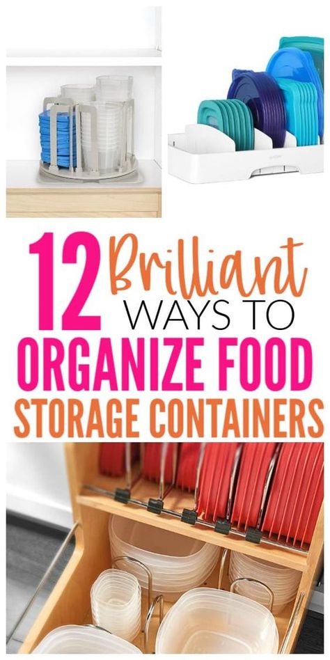 Organize Food Storage Containers, Organize Food Storage, Organize Tupperware, Tupperware Organizing, Tupperware Storage, Kitchen Organization Diy, Ways To Organize, Food Storage Containers Organization, Pantry Storage