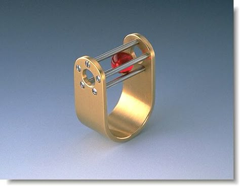 Kinetic Jewelry, Ring Man, Ring Ruby, Unusual Rings, Ball Design, Gold Ring Designs, Unusual Jewelry, Ruby Jewelry, Design Jewelry