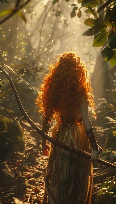 Redhead Art, Red Curls, Princess Merida, Forest Core, Medieval Woman, Disney Brave, Merida Brave, Magical Life, Princess Aesthetic