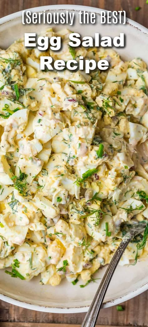 Truly the best Egg Salad Recipe you are going to try with minimal ingredients and so quick to make. Hard-boiled eggs with celery, dill, seasoning, and chives in a creamy dressing make up this classic egg salad. This can be served in so many different ways, as a side salad, on toast, etc. This traditional salad is simple, satisfying, and a perfect addition to your Easter menu. Homemade egg salad doesn’t get any easier than this. #eggsalad #sidedish #Eastermenu #besteggsalad The Best Egg Salad, Best Egg Salad Recipe, Carla Hall, Creamy Dressing, Egg Salad Sandwiches, Boiled Egg Diet, Egg Salad Recipe, Low Carb Recipes Dessert, Egg Salad