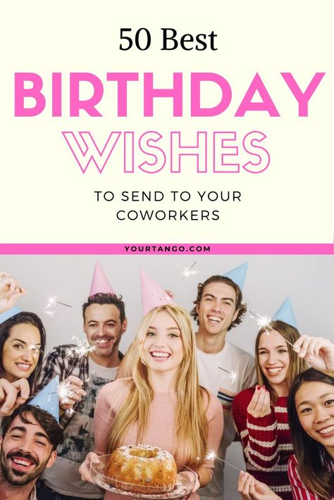 50 Birthday Wishes For Coworkers | YourTango #career #coworkers #birthday Birthday Card Ideas For Coworker, Co Worker Birthday Wishes, Funny Coworker Birthday Quotes, Coworker Birthday Quotes, Coworker Birthday Ideas, Happy Birthday Coworker, 50 Birthday Wishes, Funny Birthday Poems, Birthday Wishes For Coworker