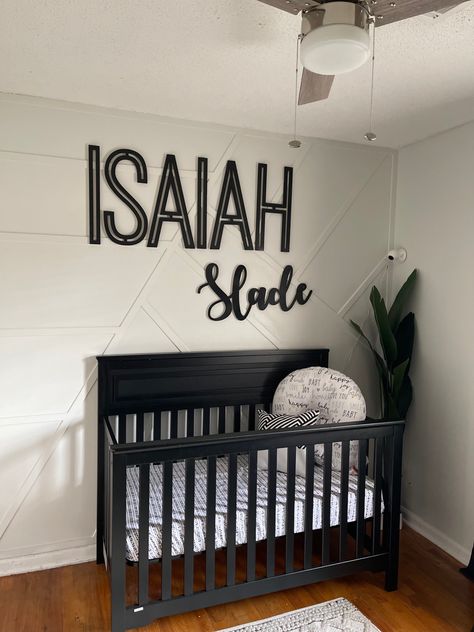 Black Crib Nursery Girl, Nursery Black Crib, Black Crib Nursery, Black Crib, Black White Nursery, Crib Nursery, Baby Boy Room Decor, Baby Boy Nursery, White Nursery