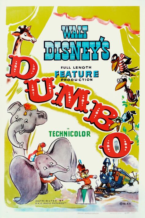 Walt Disney Dumbo 1941 Dumbo 1941, Dumbo Movie, Vintage Disney Posters, Dumbo The Elephant, Walt Disney Movies, Disney Movie Posters, Animation Movies, Film Vintage, Disney Posters