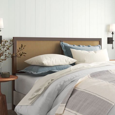 Sand & Stable Menton Headboard & Reviews | Wayfair Headboard Wood, Bedding Pattern, Rattan Headboard, White Headboard, Queen Headboard, Headboard Designs, Wood Headboard, Coastal Farmhouse, Bedroom Headboard