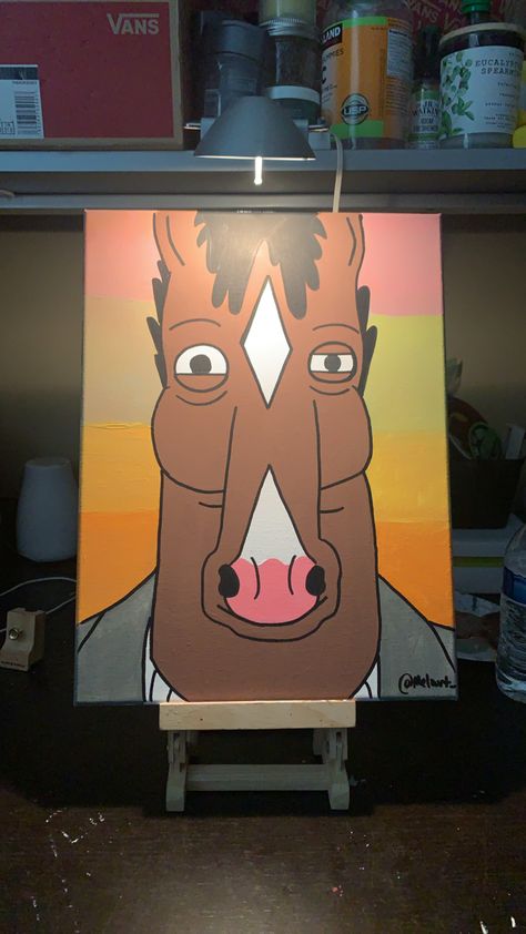 Bojack Horseman Canvas Painting, Bojack Horseman Painting Ideas, Bojack Painting, Bojack Horseman Painting, Bojack Horseman Drawing, Leilani Aesthetic, Hippie Painting, Bojack Horseman, Small Canvas Art