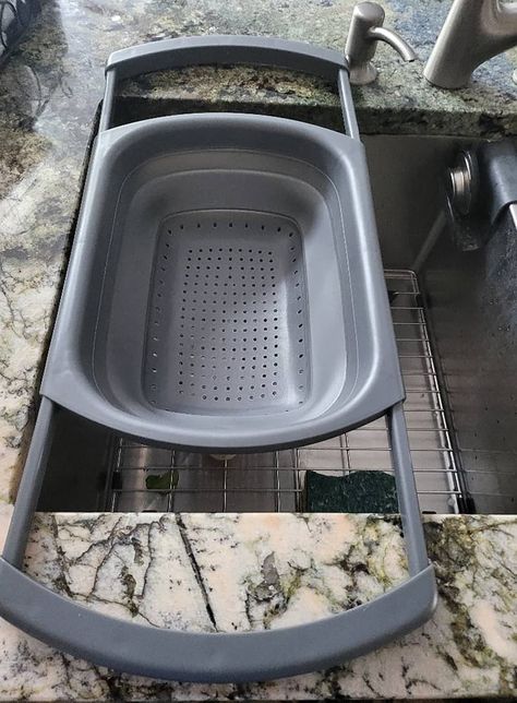 Sink strainer extended in small kitchen sink. Tiny Kitchen Sink, Small Sinks, Basin Kitchen Sink, Single Basin Kitchen Sink, Small Kitchen Sink, Spoiled Cats, Sinks Kitchen, Kitchen Sink Strainer, Sink Sizes