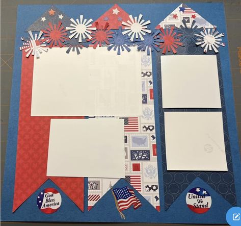 Patriotic Scrapbook Layouts, 4th Of July Scrapbook, Patriotic Scrapbook, Scrappy Doo, Scrapbook Design Layout, Creative Memories Scrapbooking, Scrapbook Layout Sketches, Fall Scrapbook, Usa Patriotic