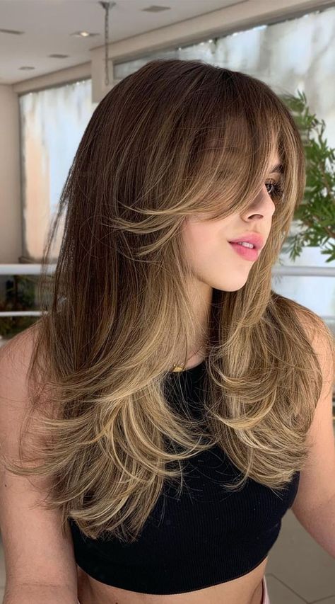 Hairstyles Ombre Blonde, Haircut Long Curtain Bangs, Butterfly Hairstyles, Blonde Face Framing, Thick Makeup, Heart Shaped Face Hairstyles, Styl Grunge, Butterfly Hairstyle, High Bun Hair