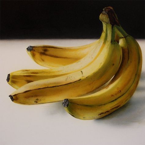 banana art fruit painting photorealism hyperrealism acrylic paintings ... Juan Sanchez Cotan, Painting Banana, Banana Painting, Hyper Realistic Paintings, Banana Art, Food Painting, Fruit Painting, Wildlife Artists, Acrylic Painting Techniques