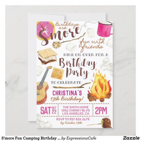 Camping Theme Party Invitations, Camp Birthday Invitation, Camping Invite, Boys Birthday Party Activities, Camp Invitation, Glamping Invitation, Camping Birthday Invitations, Glamping Birthday Party, Camping Invitations