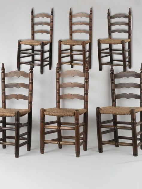 Antique French dining chairs – Chez Pluie Louis Xv Chair, French Bistro Chairs, French Dining Chairs, Red Damask, English Kitchens, Cane Chair, French Country Kitchen, Shell Chair, French Bistro