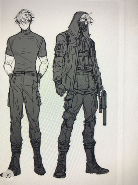 Mercenary Pose Reference, Bulletproof Vest Drawing Reference, Army Outfit Drawing Reference, Battle Uniform Design, Cool Combat Outfits, Villian Outfit Drawing, Assasin Aesthetic Mafia, Military Gear Art Reference, Army Outfit Drawing