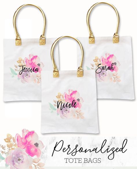 Bridal Party Tote Bags, Cute Bridesmaids Gifts, Bridal Party Totes, Flower Bridesmaid, Bridesmaid Tote Bags, Bridesmaid Gift Bags, Canvas Cosmetic Bag, Bridesmaid Bags, Bridesmaid Gifts Jewelry