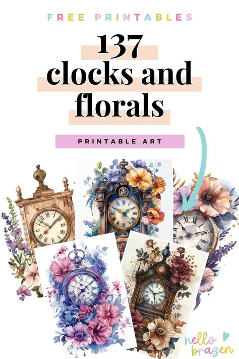 Clocks + Florals Timeless Collection (Free Printable Art) Vintage Music Sheet, Journal Collection, Free Printable Art, Vintage Tea Party, Background Clipart, Vintage Elegance, Music Sheet, Vintage Music, Vintage Tea