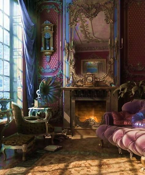 Purple victorian boho living rolm Victorian Bohemian Decor, Bohemian Decor Inspiration, Victorian Boho, Purple Room, Deco Boheme, Victorian Decor, Home Design Ideas, Dream House Decor, Bohemian Home