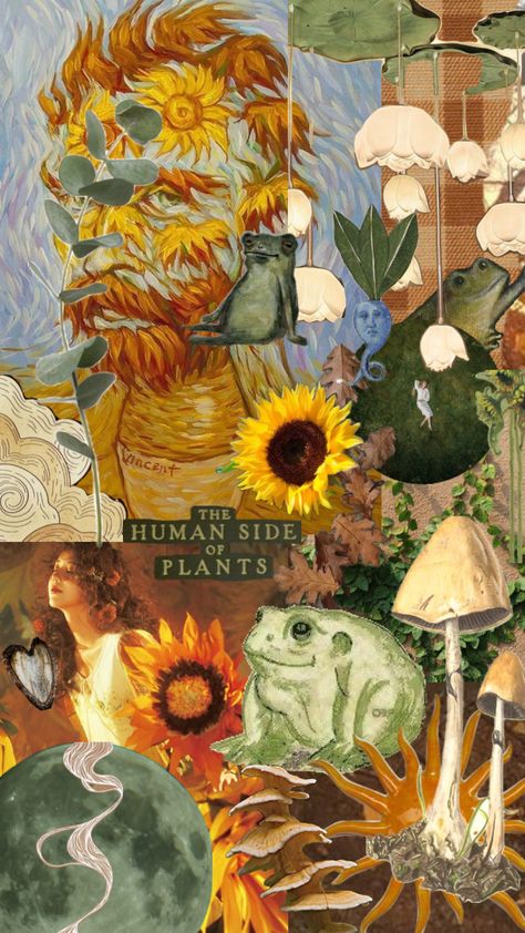 The human side of plants #nature #sunflower #leaves #mushrooms #frogs #art #vangoh Sunflower Leaves, Plants Nature, Frogs, Sunflower, Stuffed Mushrooms, Human, Plants, Art, Nature