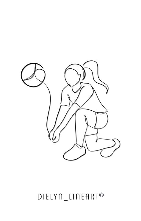 Line art, volley ball, one line art, drawing, illustration, wallpaper, logo, ideas, sport, line drawing Volleyball Drawing, One Line Tattoo, Playing Volleyball, Line Art Illustration, Line Sketch, One Line Art, Line Art Tattoos, Volley Ball, Journal Doodles