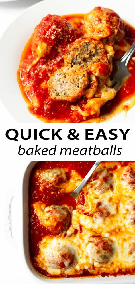 This recipe for oven baked meatballs is an easy weeknight dinner. The meatballs are made with ground turkey, a combination of spices and a few other basic ingredients. The meatballs are baked in the oven until tender and topped with shredded mozzarella cheese. #dinneridea #easyrecipe #dinner #meatballs Oven Baked Turkey Meatballs, Oven Meatballs Recipe, Meatballs Tomato Sauce, Meatballs Oven, Frozen Turkey Meatballs, Dinner Meatballs, Flavorful Dinner Recipes, Meatballs Sauce, Recipes Stir Fry