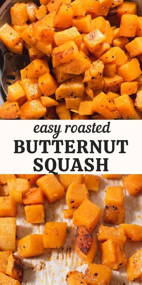 Simple Butternut Squash Recipe, Butternut Squash Oven, Air Fryer Butternut Squash, Sauteed Butternut Squash, Roasted Butternut Squash Cubes, Oven Roasted Butternut Squash, Butternut Squash Recipes Roasted, Butternut Squash Recipe, Frozen Butternut Squash