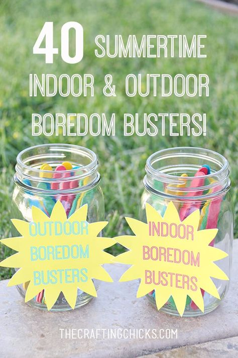 Summer Time Activities, Summer Boredom Busters, Boredom Busters For Kids, Summer Boredom, Bored Jar, Summer Fun For Kids, Boredom Busters, Diy Spring, Outdoor Summer