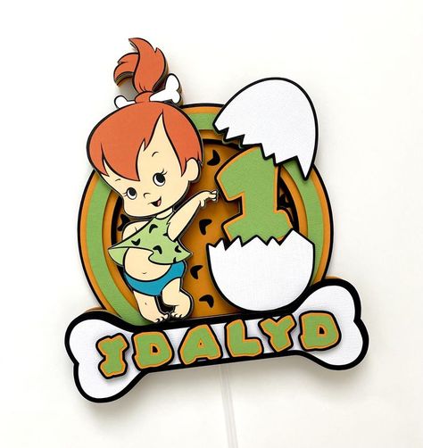 A super sweet Pebbles Flintstone cake topper for Idalyd’s first birthday! 🧡💚🧡💚🧡 Flintstones Pebbles, Pebbles Flintstone, The Flintstones, Photo Proof, Themed Birthday Party, Birthday Party Cake, Party Cake, 3d Effect, Treat Boxes