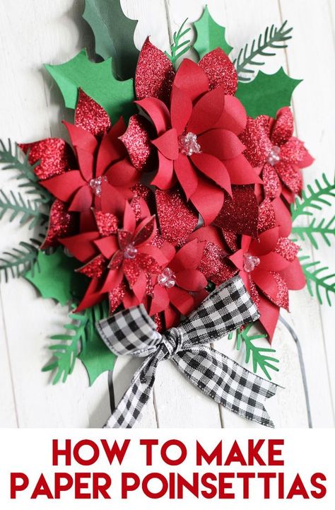 These gorgeous Christmas poinsettia flowers are made of paper! It's so easy to do  and you can use them in so many different ways. #christmascrafts #christmascraftsforkids #papercrafts #paperflowers #christmasdecor #christmas #diychristmas Paper Poinsettias, Paper Poinsettia, Christmas Mason Jars Diy, Mason Jar Sign, Poinsettia Flowers, Wine Bottle Diy Crafts, Fun Christmas Decorations, Christmas Paper Crafts, Christmas Mason Jars