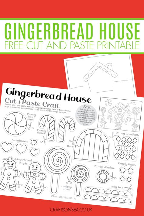 Paper Gingerbread Houses, Christmas Crafts Gingerbread House, Gingerbread House Worksheet, Ginger Bread House Templet, Gingerbread House Bag Craft, Gingerbread Themed Activities, Paper Bag Gingerbread House Printable, Gingerbread Templates Free Printable, Gingerbread Ideas For Kids