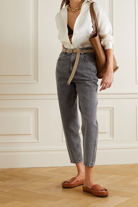 Grey Denim Outfit, Grey Jeans Outfit, Denim Jeans Outfit, Jeans Outfit Spring, Designer Jeans For Women, Ankle Pants Women, Grey Denim Jeans, Jeans Outfit Women, Jeans Outfit Summer