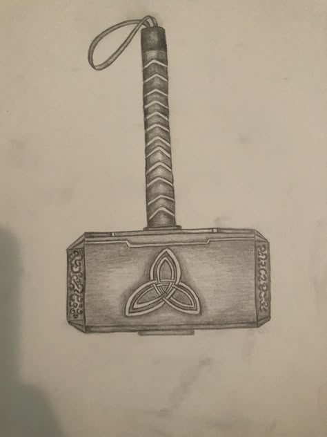 Thor hammer Mjolnir Drawing, Thor Easy Drawing, Thors Hammer Tattoo, Thors Hammer Drawing, Thor Hammer Drawing, Thor Drawing Pencil, Thor Drawing, Hammer Drawing, Thor Hammer