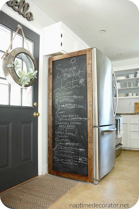 Chalkboard Fridge, Project D, Fridge Decor, Decor Studio, Bedroom Master, Kitchen Redo, Rustic Kitchen, Diy Kitchen, Home Decor Kitchen