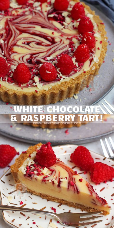 Birthday Tarts Desserts, Christmas Dessert Tart, Tart Ideas Sweet, Easter Tart Recipes, Sweet Tart Recipes Desserts, White Chocolate Raspberry Pie, No Bake Tart Recipes, White Chocolate Cranberry Tart, Tarts Recipe Dessert