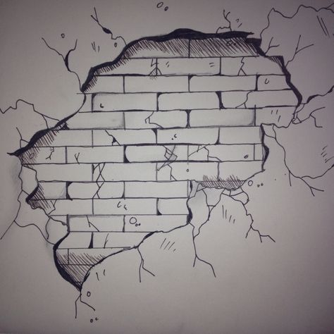 Knock down one wall, another one with be waiting to get in your way... Brick Wall Drawing, Wall Drawing Ideas, Graffiti Art Letters, Graffiti Doodles, Graffiti Alphabet, Urban Graffiti, Graffiti Style Art, Drawing Letters, Graffiti Font